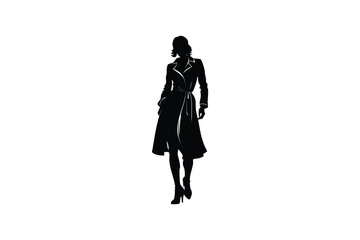 innovative creative digital colorful vibrant crisp clean stylish elegant modern detailed professional high quality Elegant Woman Walking Away in a Silhouette Style Embodying Sophistication and Poise