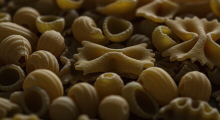 Golden Pasta Shapes: A Close-Up of Delicious Italian Delights
