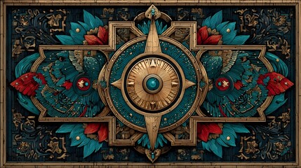 Obraz premium A captivating intricate and visually striking ornamental geometric mandala featuring a complex multi layered pattern with vintage mystical and decorative symmetrical motifs in vibrant