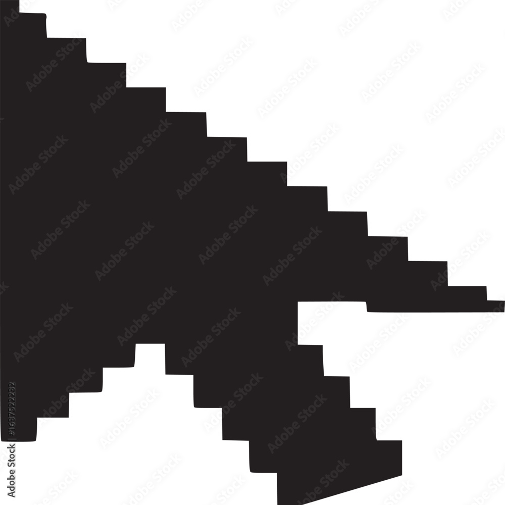 Poster a pixelated black computer cursor pointing upwards on a plain white background in high resolution