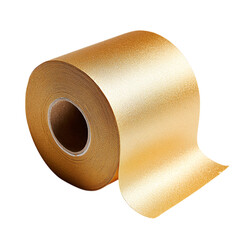 Gold toilet paper on white background