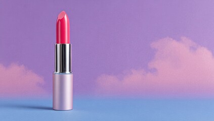 Pink lipstick on a purple and pink background