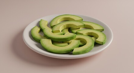 Fresh Avocado Slices on Minimalist Plate: Healthy Eating Photography