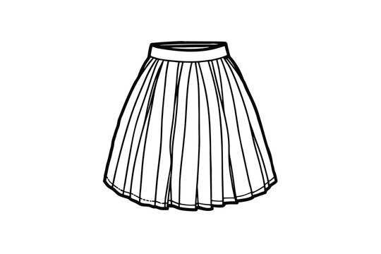 black and white pleated skirt fashion design clip art preview