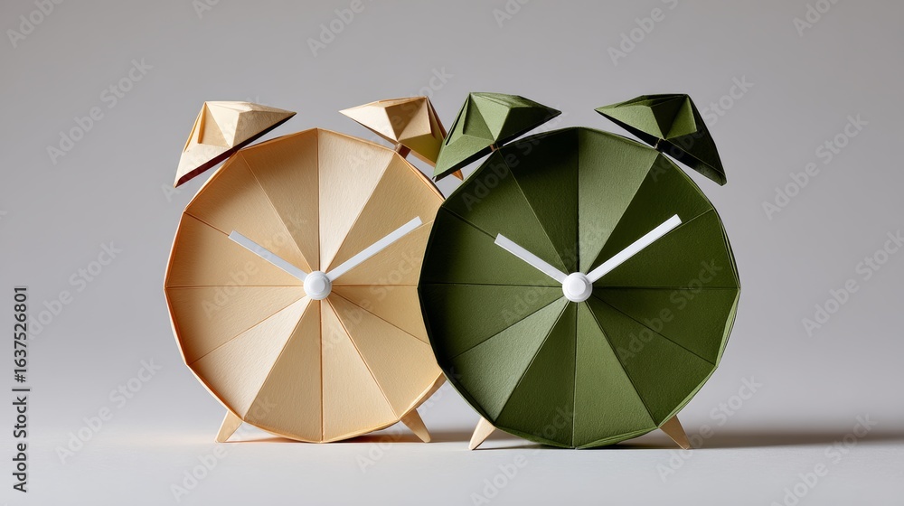 Aufkleber two paper clocks with the hands on the numbers 1 and 5