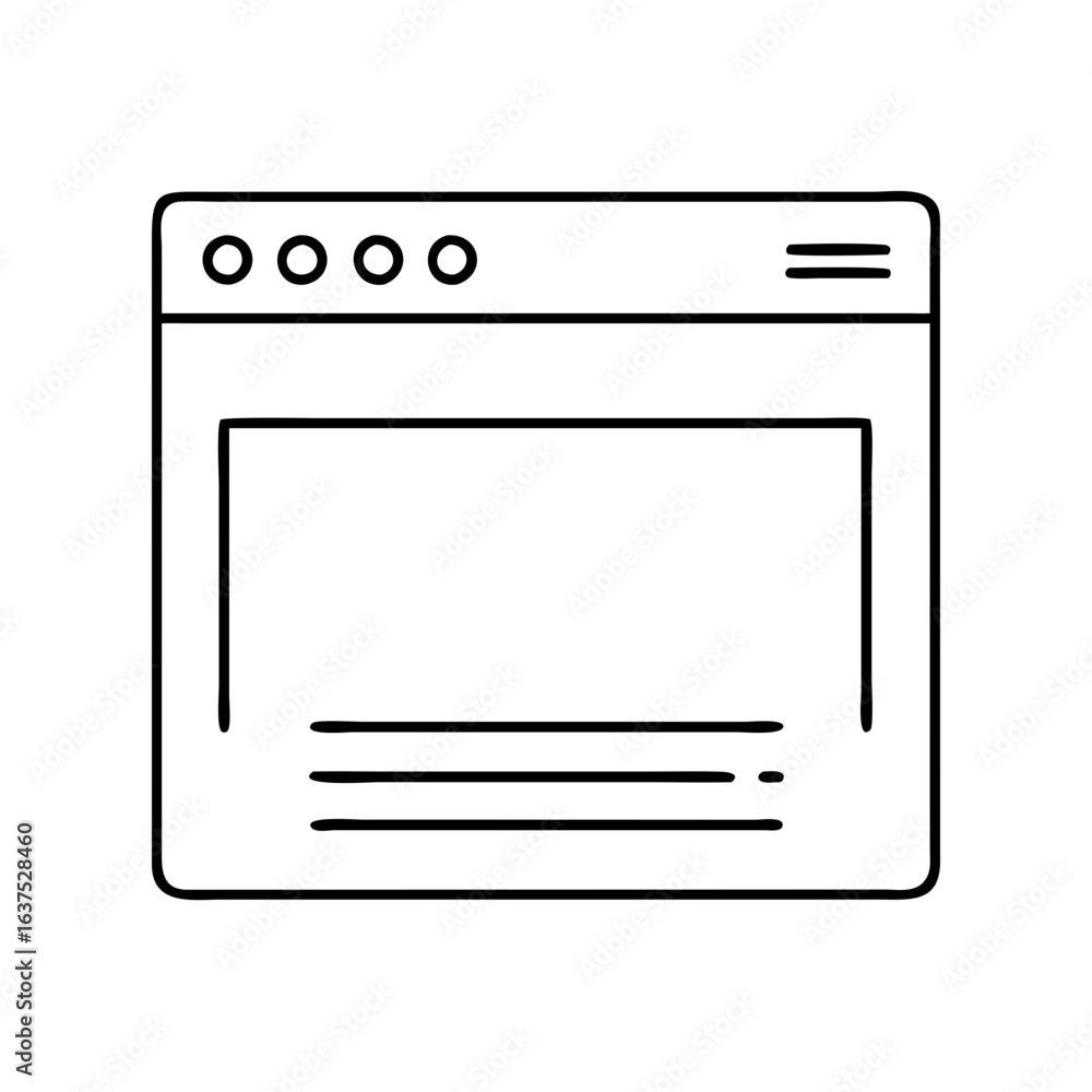 Poster outline browser window vector illustration for website design and development user interface design
