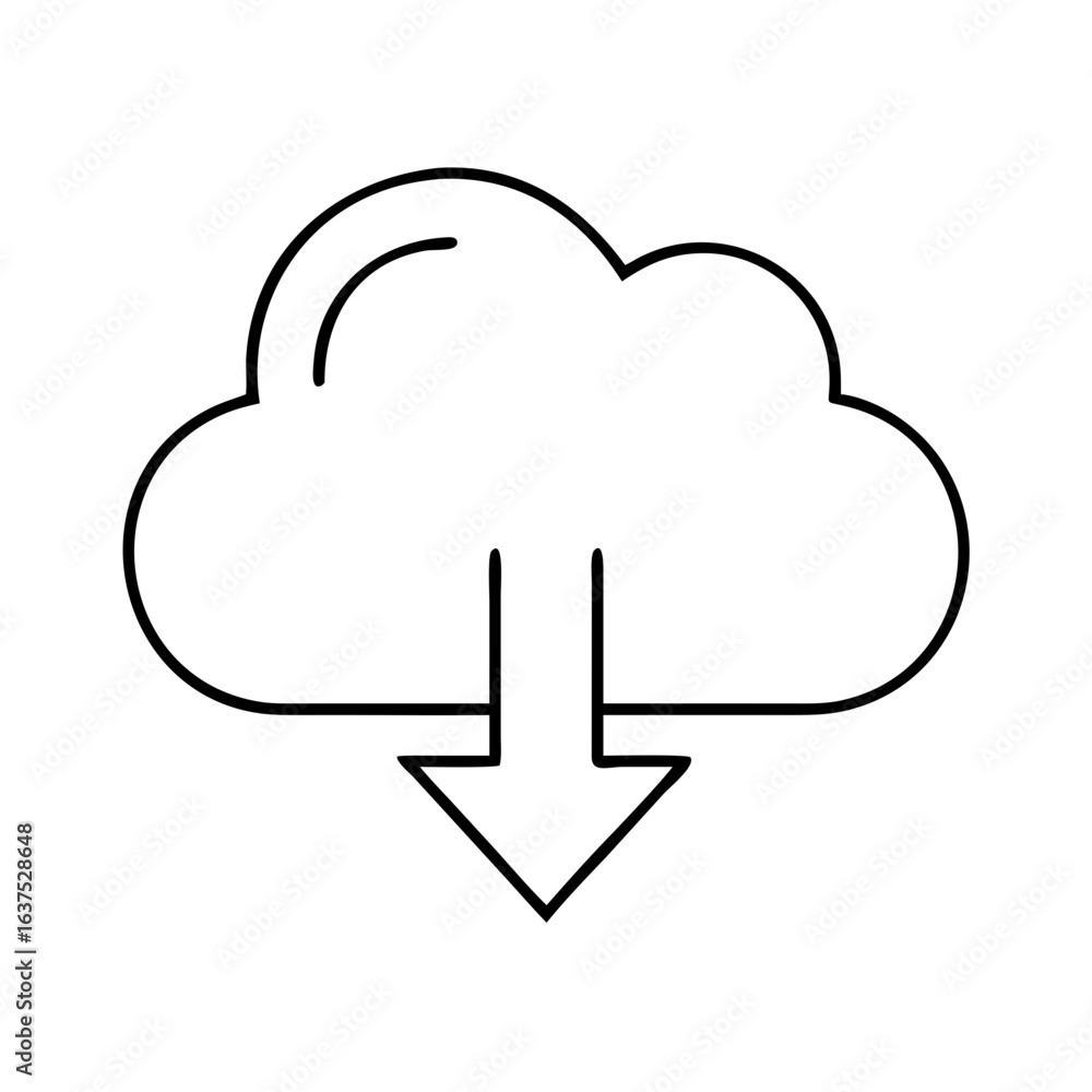 Poster cloud download icon vector illustration for web design and mobile app in outline style design