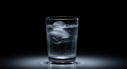 Crystal Clear Ice Water Glass: Refreshing Minimalist Photography