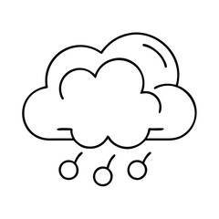 Outline weather cloud with hail vector illustration for meteorology forecast and climate design