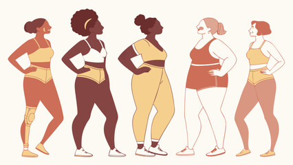 Diverse Women in Activewear Different Body Types.