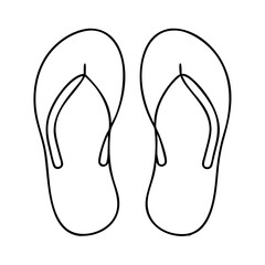 Outline flip flops vector image for summer footwear fashion design and beach vacation themes drawing
