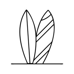 Surfboard vector art line drawing illustration for surfing and beach lifestyle design elements clip art
