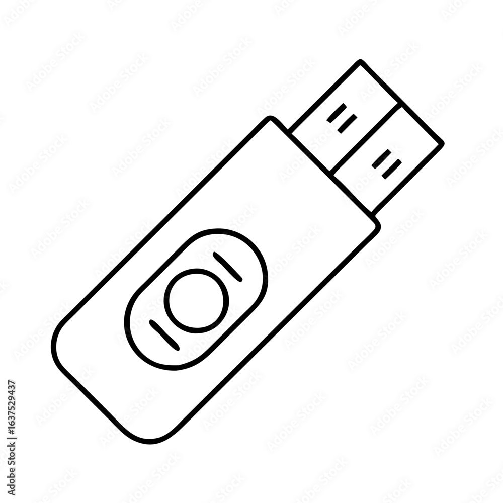 Poster illustration of usb flash drive storage device portable memory stick data transfer tool icon vector