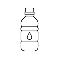 Outline drawing of a plastic water bottle for hydration and healthy lifestyle concept design vector