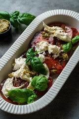 salad with tomatoes, mozzarella and basil