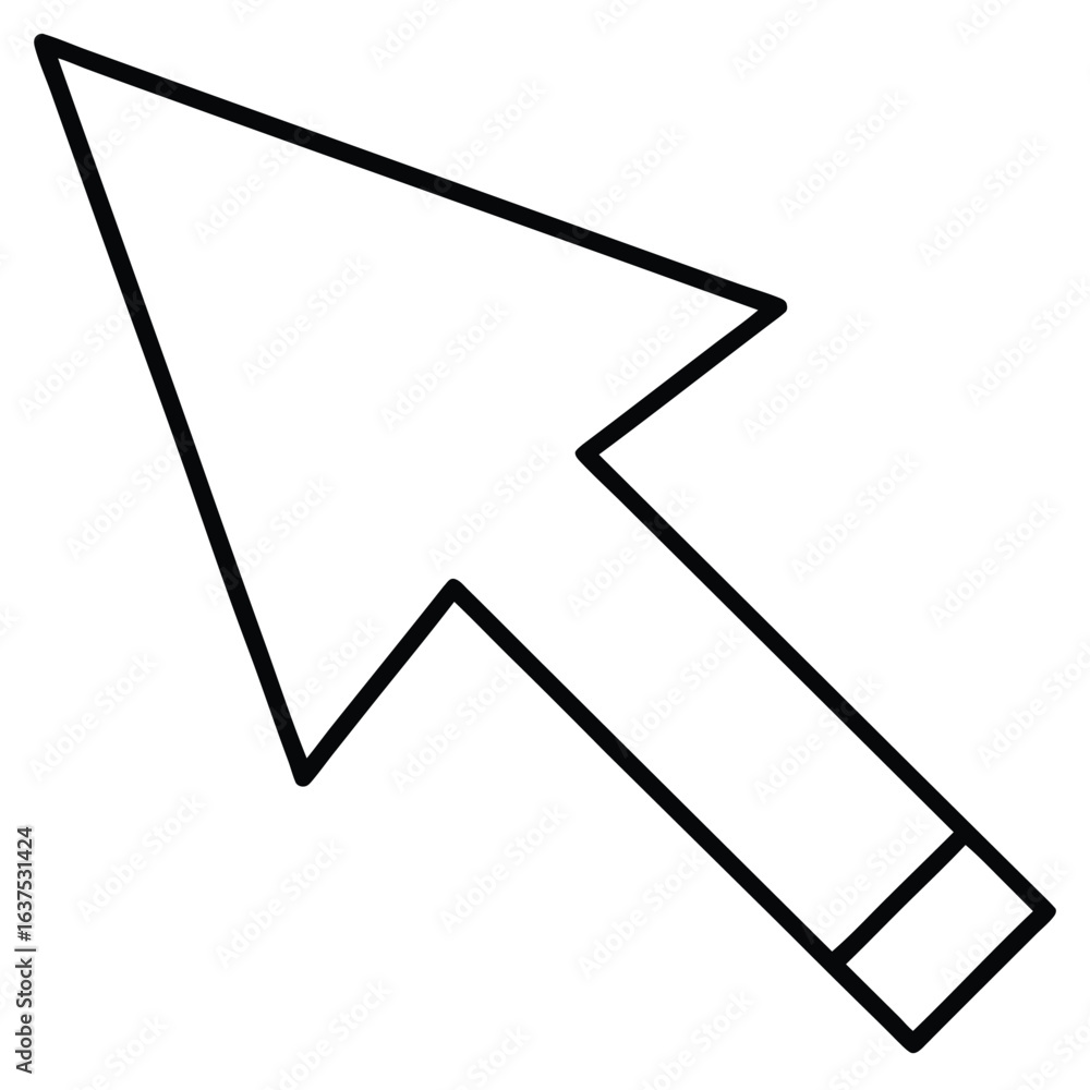 Poster simple black outline of a computer mouse pointer arrow on a white background