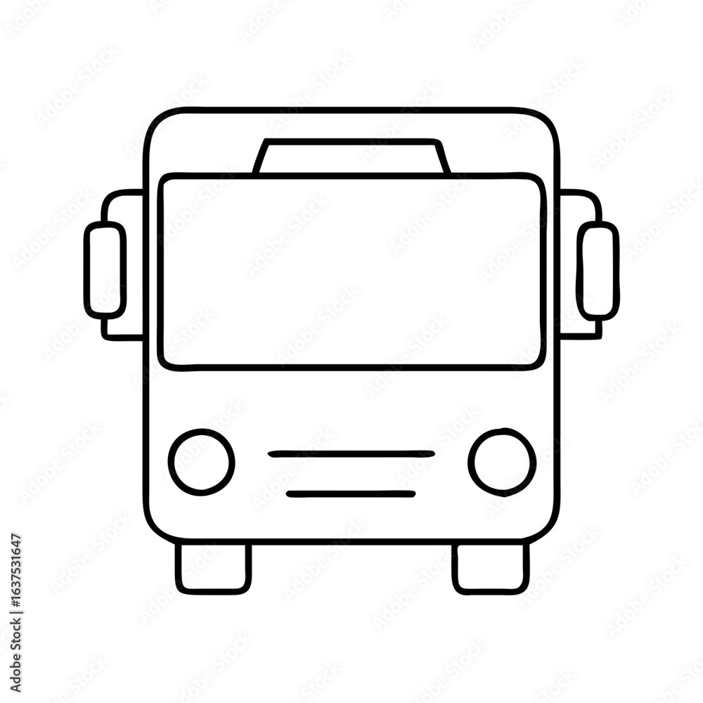 Aufkleber outline drawing of a bus front view for public transportation design and coloring page vector art