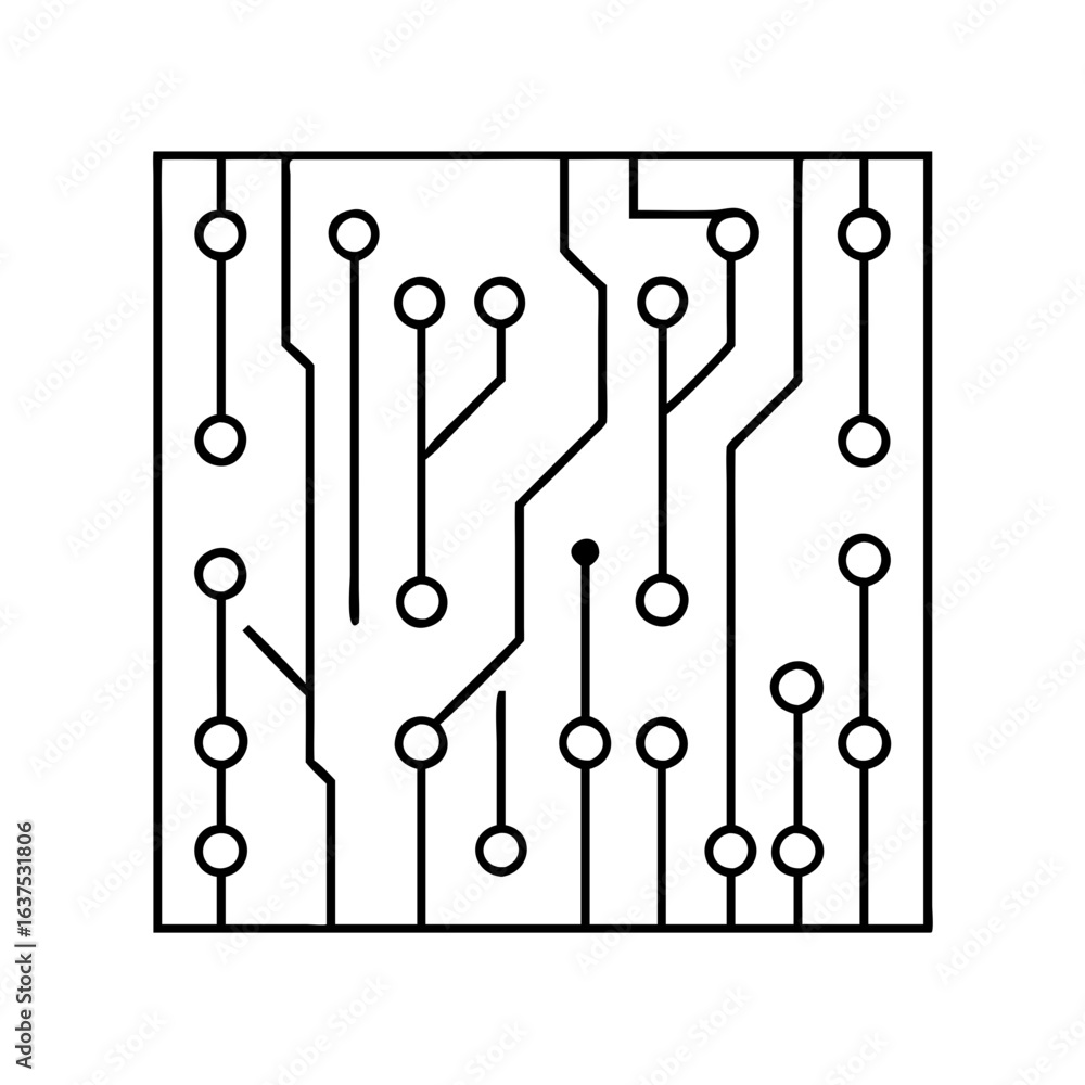 Poster circuit board design vector illustration for electronics engineering and technology projects