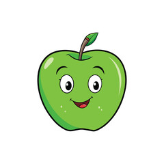 Fresh Apple Cartoon Design, Colorful Apple Cartoon, Juicy Apple Cartoon Art