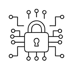 Cybersecurity lock icon for data protection and network security illustration concept vector