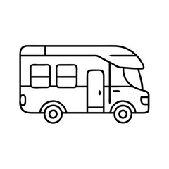 Outline drawing of a motorhome rv campervan for travel and adventure enthusiasts and vacationers