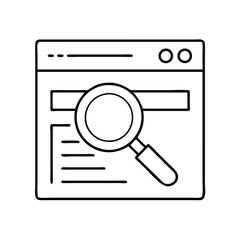 Website search engine optimization seo audit magnifying glass analysis and research vector art