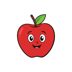 Fresh Apple Cartoon Design, Colorful Apple Cartoon, Juicy Apple Cartoon Art