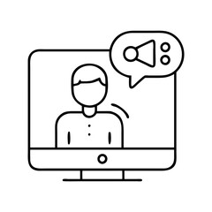 Obraz premium Online webinar conference call meeting vector icon for digital communication and presentation use