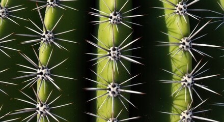 Sharp Cactus Spines Close Up: Green Desert Plant Texture