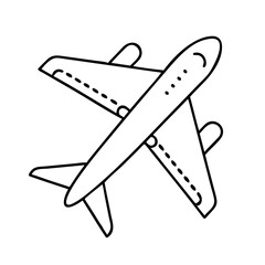 Airplane outline vector illustration for travel and transportation related design projects and themes