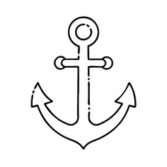 Anchor outline vector drawing maritime nautical symbol sea ocean ship boat travel adventure icon design graphic vector
