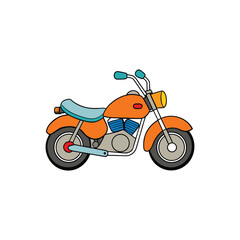Fototapeta premium Cute Motorbike Cartoon Drawing, Classic Motorcycle Vector Art
