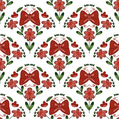 seamless pattern with flowers and butterfly