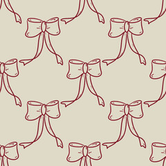 seamless pattern line art ribbon