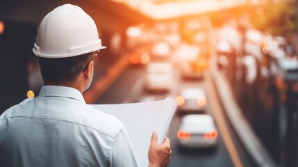 Construction planning review urban traffic site professional meeting city environment perspective view infrastructure development