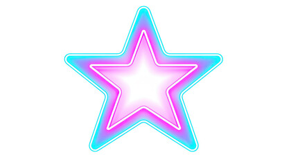 Neon Star for Bright Decoration and Modern Lighting Effect Isolated on White Background