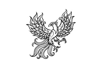 Obraz premium contemporary innovative creative digital colorful vibrant crisp clean stylish elegant modern detailed professional high quality Elegant Black Silhouette Style Phoenix Bird Design with Intricate Feathe