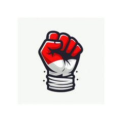 Clenched Fist in Red and White Colors – Indonesia Independence Symbol