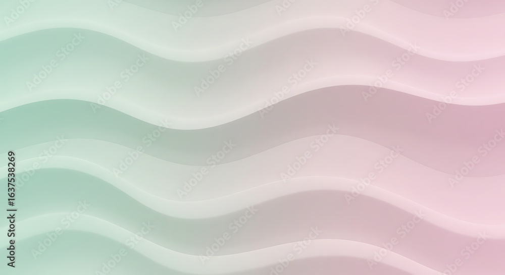 Aufkleber abstract wavy background with a soft pastel gradient of pink and mint green. gentle flowing lines cr