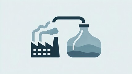 Fototapeta premium Industrial Purification Icon: A stylized depiction illustrates the essential process of environmental protection, showing the purification of factory emissions.