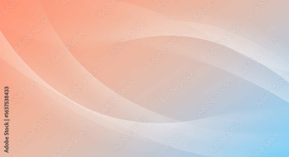 Aufkleber harmonious flow of light and color. abstract background with smooth waves on a soft coral and blue g