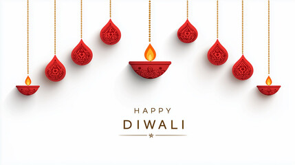 Illuminating Diwali: A vibrant Diwali card showcasing elegant diyas and traditional decorative elements. The scene embodies festive spirit, with diyas radiating light and joy.