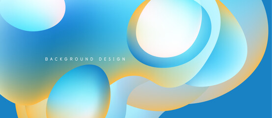 Abstract background features overlapping circles, gradients. Blue, yellow hues create modern, dynamic visual effect. Simple design.