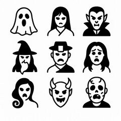 Global Ghost and Spirit Icons Set – Minimalist Cultural Haunting Symbols