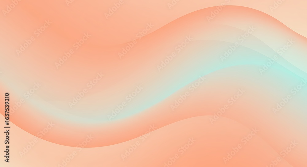 Aufkleber conceptual fluid art with a smooth pastel gradient. an abstract wave of peach and turquoise color fl