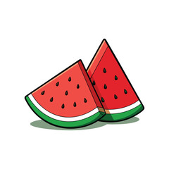 Cute Watermelon Cartoon Illustration, Watermelon Slice Smiling Cartoon