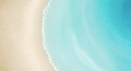 Aerial View of Tranquil Ocean Waves Crashing on Sandy Beach Serene Coastal Landscape with Soft Light and Turquoise Waters Peaceful Seaside Scenery