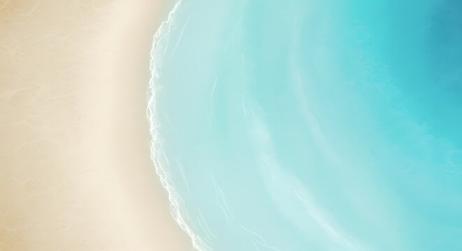 Aerial View of Tranquil Ocean Waves Crashing on Sandy Beach Serene Coastal Landscape with Soft Light and Turquoise Waters Peaceful Seaside Scenery