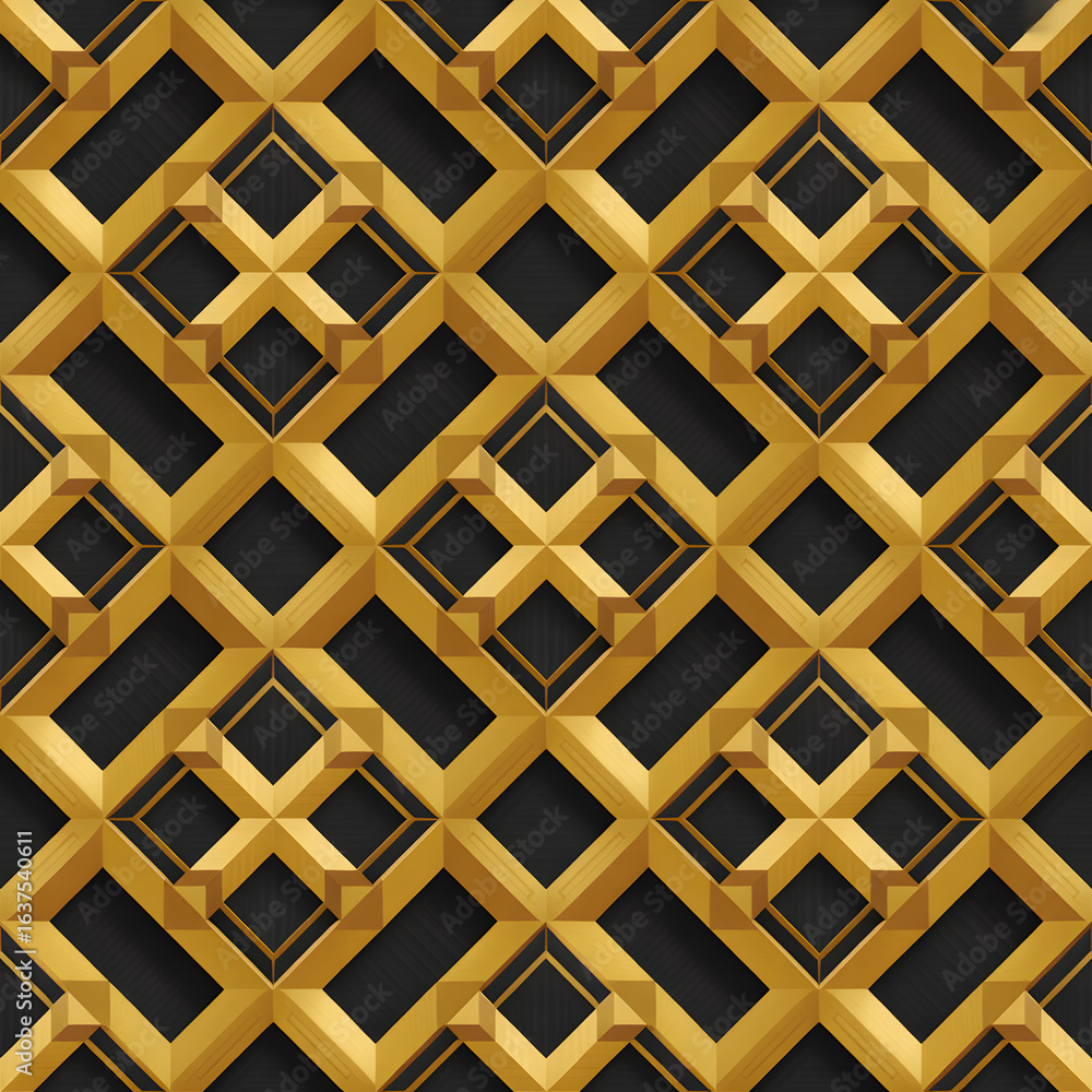 Aufkleber golden lattice: a mesmerizing display of interconnected geometric shapes, interwoven with meticulous