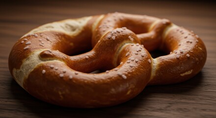Golden Brown Pretzel with Coarse Salt: Rustic Bakery Delight